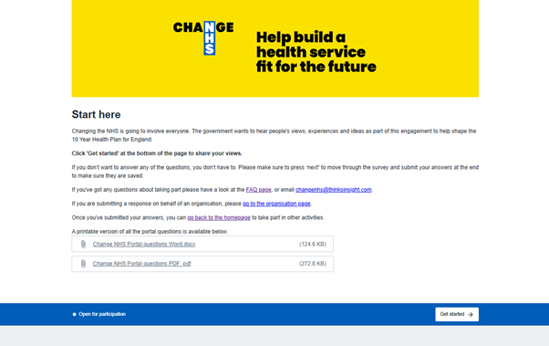 Screenshot of Change NHS website